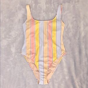 Forever 21 High Waisted Pastel One Piece Bathing Suit Size M